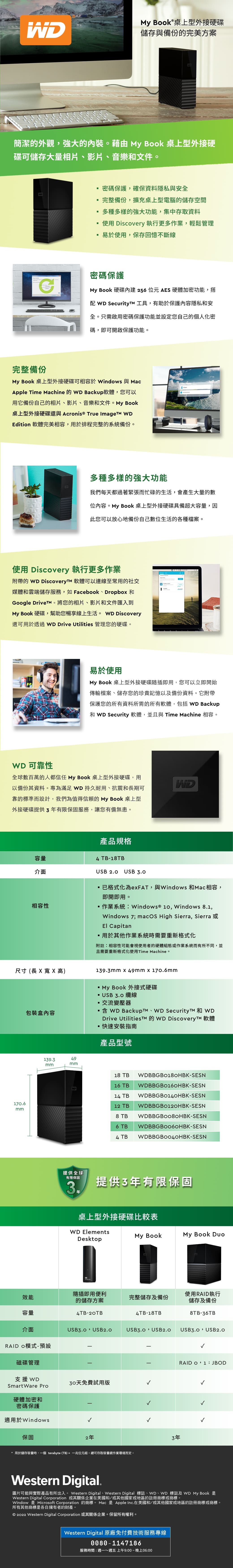 WD My Book 18TB 3.5吋外接硬碟(WDBBGB0180HBK-SESN) - PChome 商店街